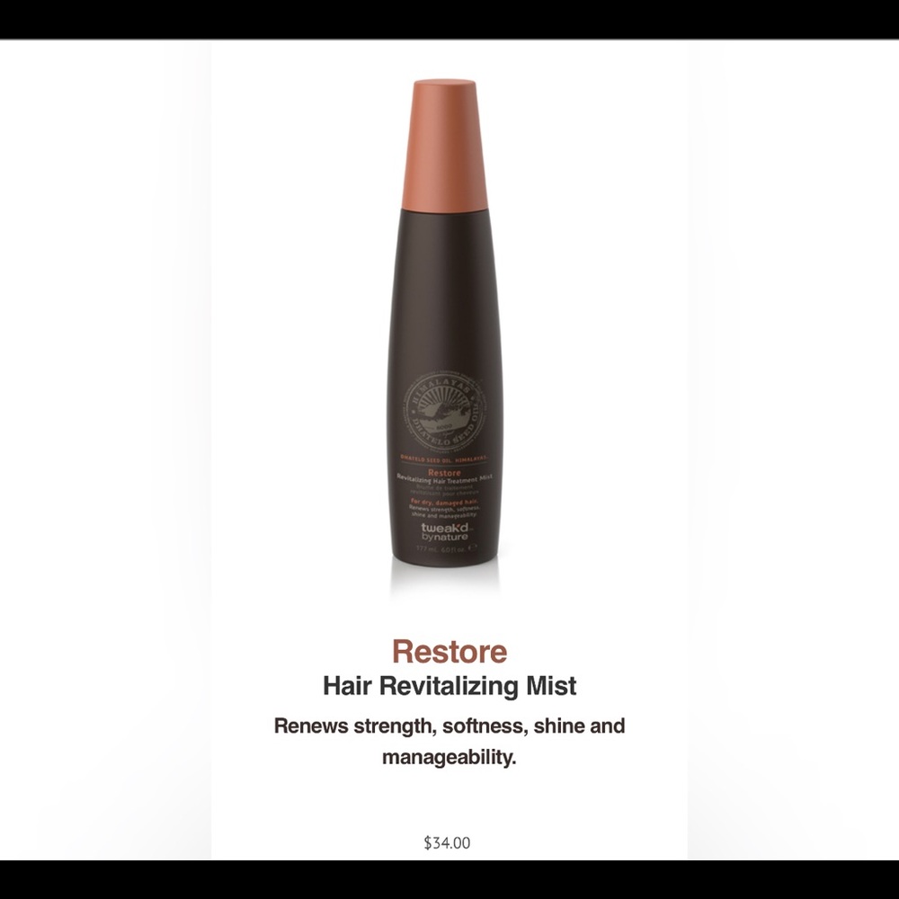 Tweak'd by Nature Restore Hair Revitalizing Mist Renews strength, softness,shine